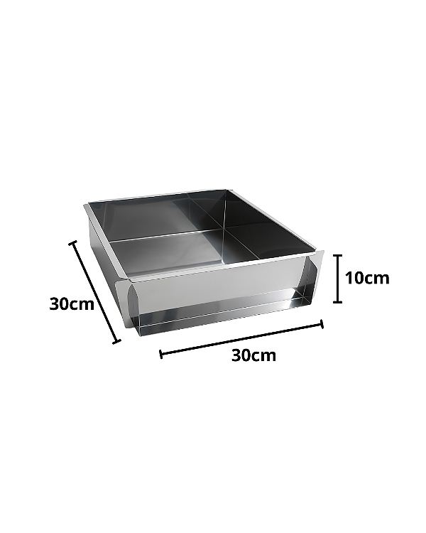 FORMA LATERAL REMOVÍVEL TIRAMISU SLICE CAKE BOLO DE FATIA GRANDE INOX COM TAMPA 30X30X10 CM