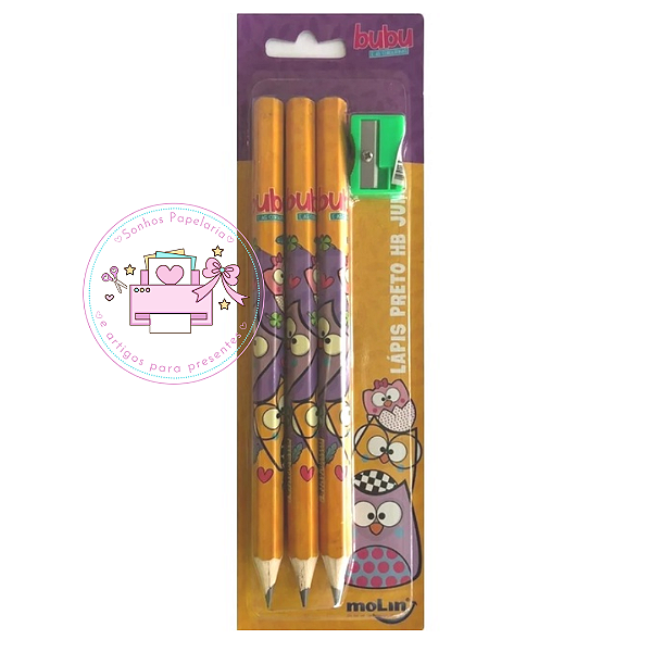 Lápis de Escrever Infantil Jumbo Molin c/ 3 UN + Apontador