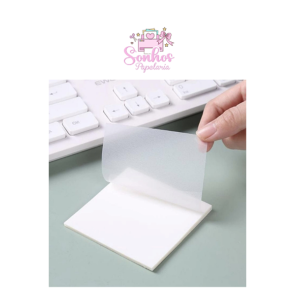 Bloco Adesivo p/ Recado - Transparente 76x76mm (OffStick)