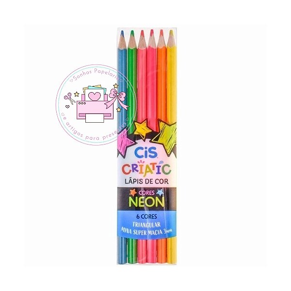 Lápis De Cor CIS Criatic 6 Cores Neon