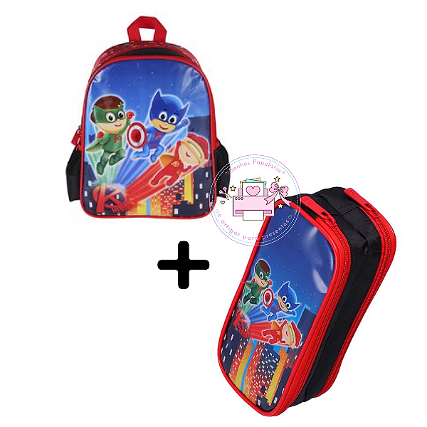 KIT Lancheira  Térmica + Estojo 2 Compartimentos K HEROES