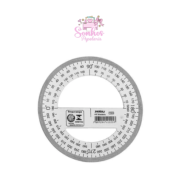 RÉGUA | Transferidor Transparente - 360º - WALEU