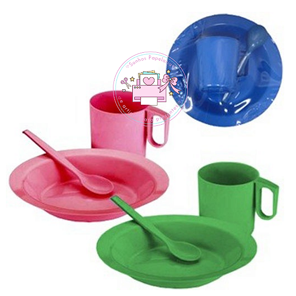 KIT Alimentação Infantil / Merenda (Copo + Prato + Colher)