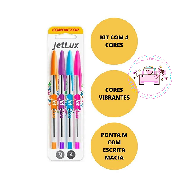 Kit Caneta Esferográfica  Compactor JET LUX Sortida C/4