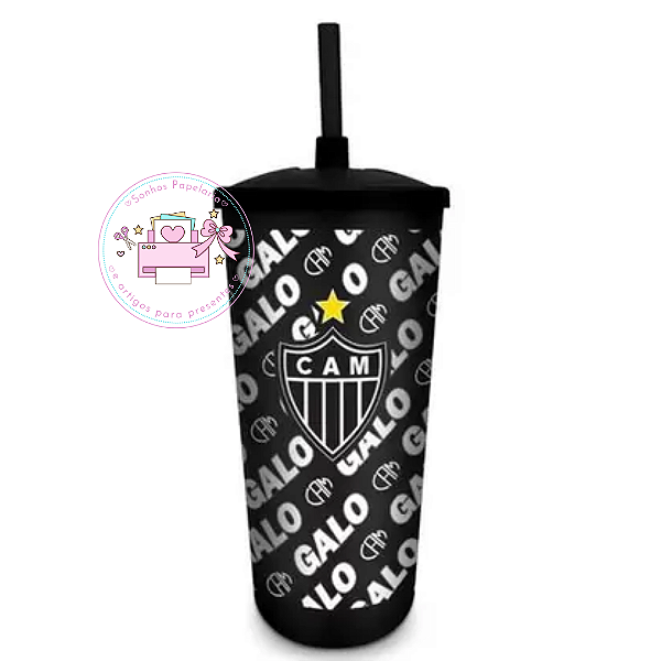 Copo De Plástico C/ Canudo - ATLÉTICO