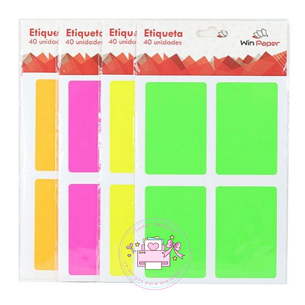 Etiquetas WIN PAPER - Neon  c/ 40 unidades