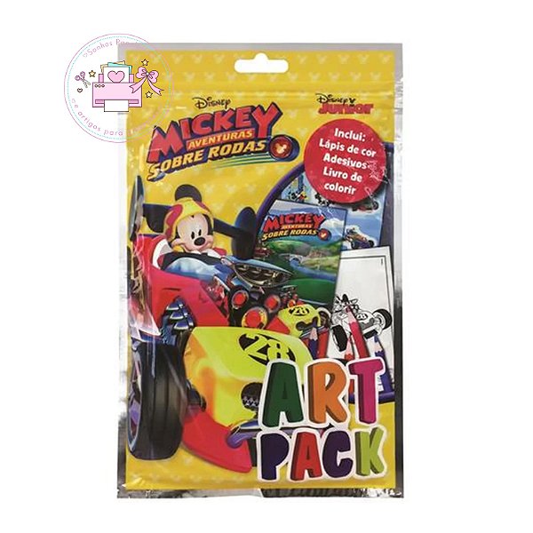 Mini Livro  de Colorir c/ 4 Lápis de Cor  e Adesivos Mickey