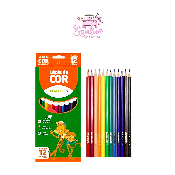 Lápis de Cor Léo & Leo - 12 Cores