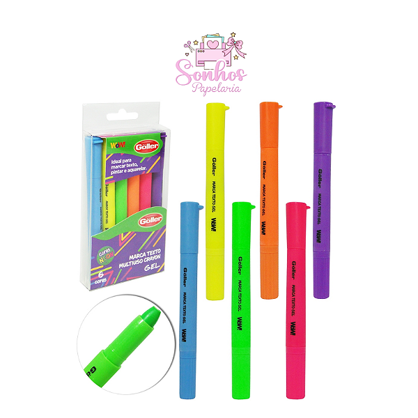 Marca-Texto Crayon Goller GEL - Retrátil  WOW