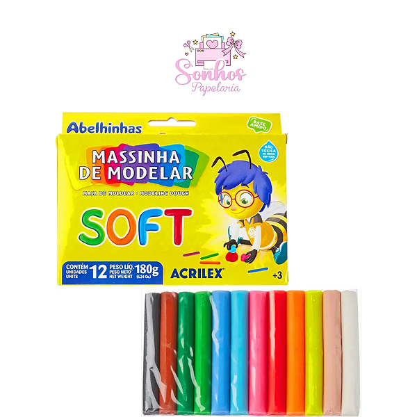 Massinha 12 Cores - Acrilex Soft