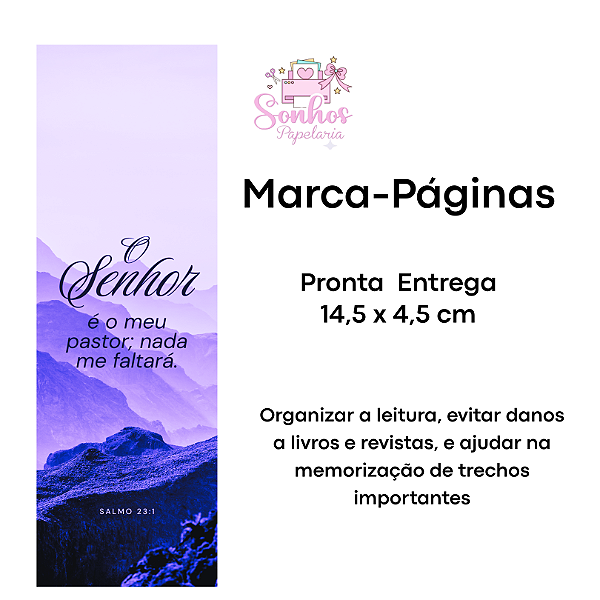 Marcador de Páginas - O SENHOR É MEU PASTOR | KIT C/ 8 unid ( Vergê 180g / 14,5 x 4,5cm )