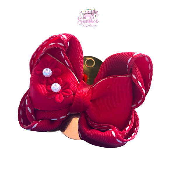 Laço MELINA - Mod. Escolar / Vermelho 9cm x 7,5 cm