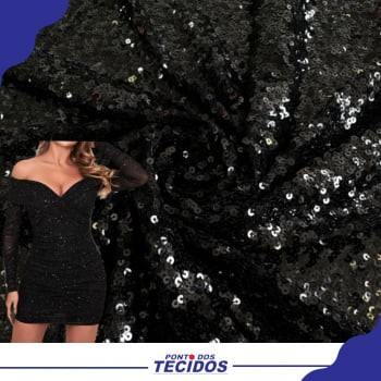 TECIDO TULE PAETÊ (PRETO)