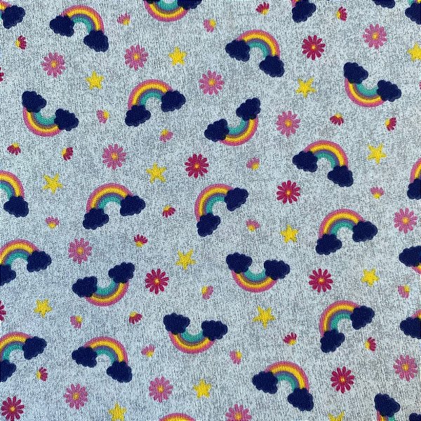 TECIDO MALHA SUEDE PIJAMA (ARCO-ÍRIS)