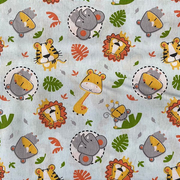 TRICOLINE ESTAMPADA (ANIMAIS FUNDO AZUL BEBÊ)