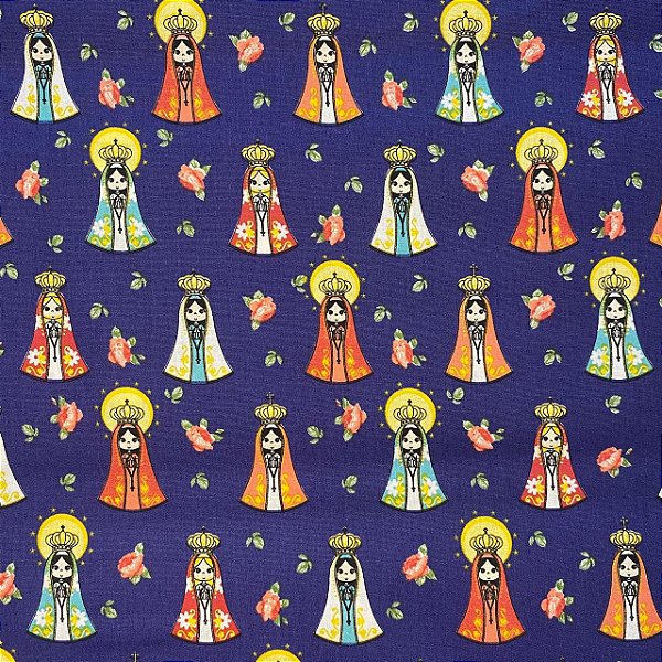 TRICOLINE ESTAMPADA (NOSSA SENHORA APARECIDA FUNDO AZUL)