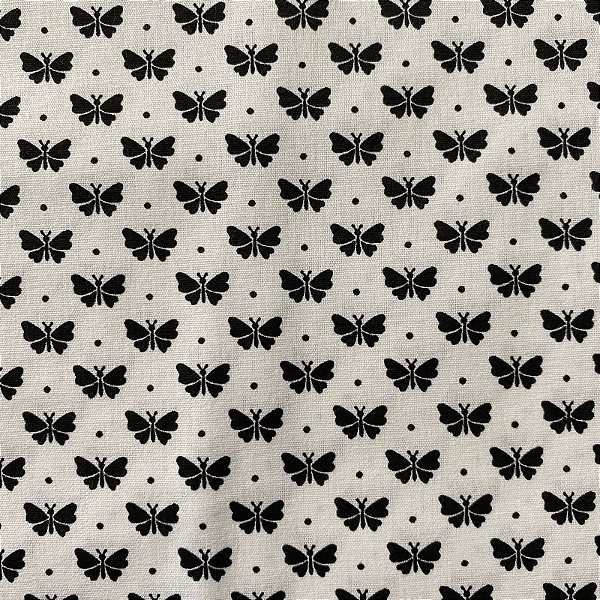 TRICOLINE ESTAMPADA (BORBOLETA PRETA FUNDO BRANCO)
