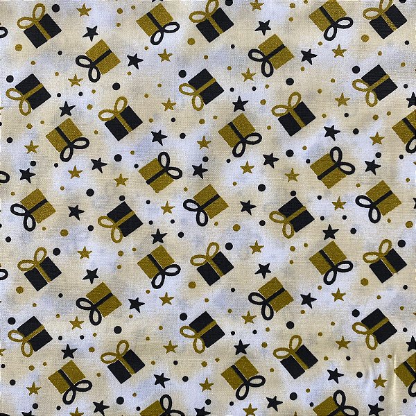 TRICOLINE BARRASDA ESTAMPADA (PESENTES DOURADOS) NATAL