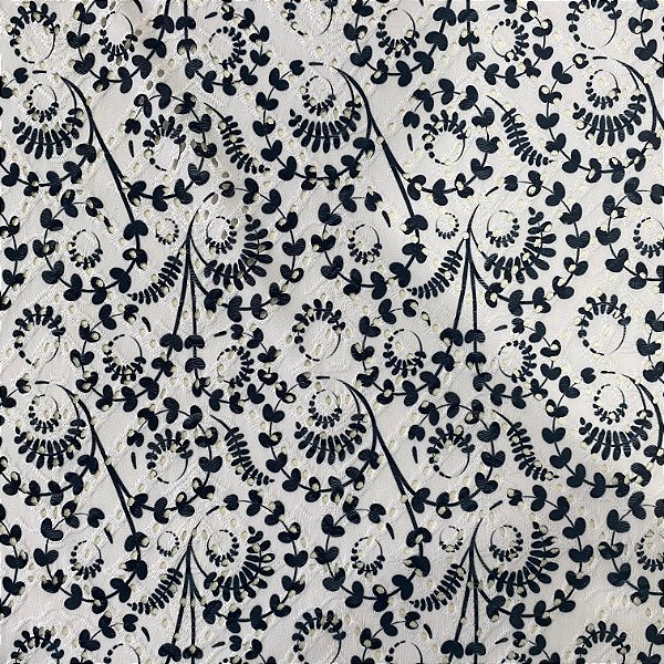 MALHA LAISE KARINA ESTAMPADO (FLORAL PRETO E BRANCO)