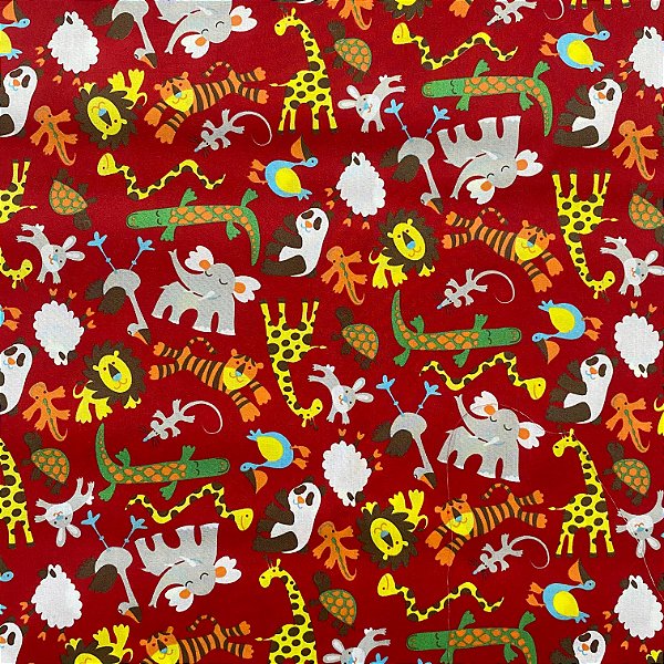TRIOLINE ESTAMPADO PERIPAN (SAFARI FUNDO VERMELHO)