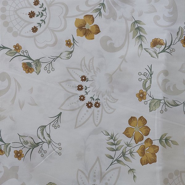 Percal 200 Fios Estampado | Flores  Laranjas