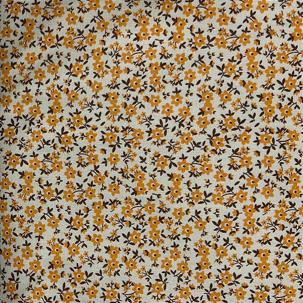 TRICOLINE ESTAMPADA | FLORES LARANJA COM FUNDO BEGE