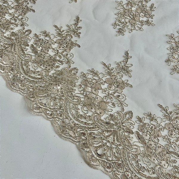RENDA CORD METALIC | SPANGLE 100%POLIÉS BARRADA - 1,30 | DOURADA- 02