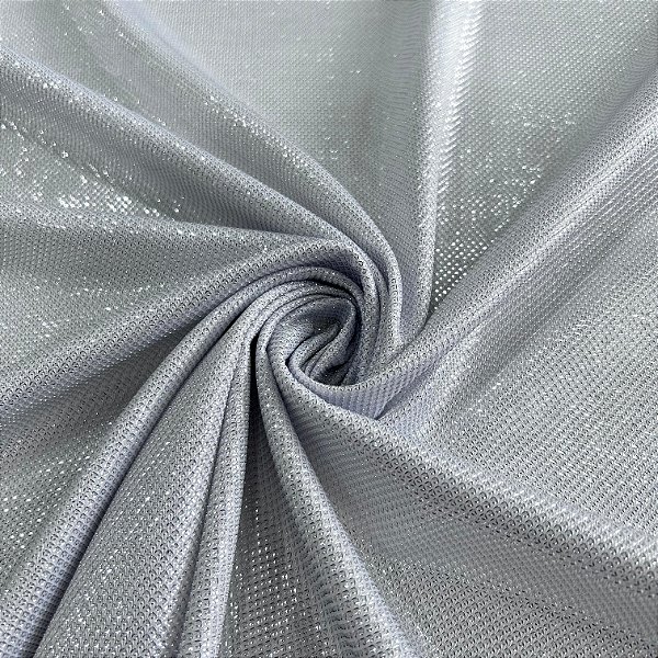 TECIDO MALHA SANTA MONICA | 1,40m - 4% Elastano | Branco Com Prata
