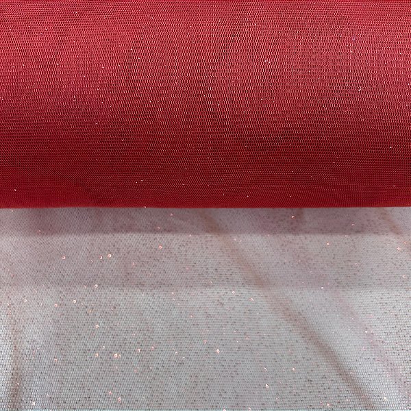 TECIDO TULE FOL DANCE C/ GLITTER | 100% POLIÉ - 1,55L | VERMELHO ROSSO