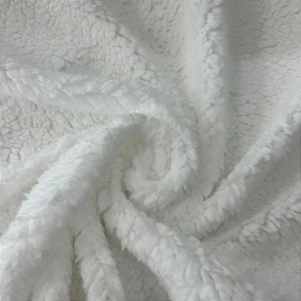 Tecido Carapinha Pele de Carneiro Teddy Sherpa Pelúcia Lã 1,60m | Branco