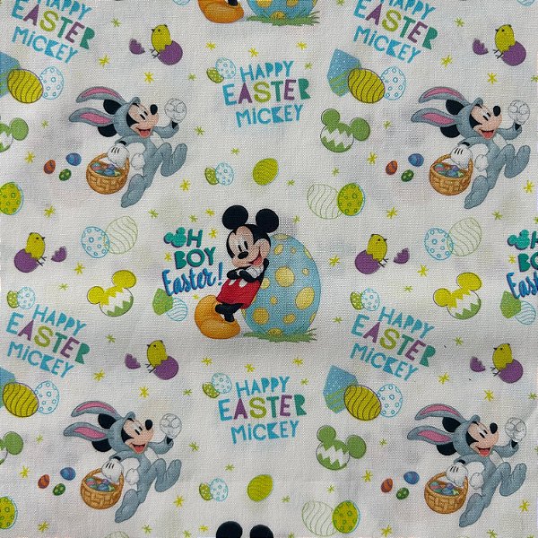 Tricoline Estampado Páscoa Mickey |100% Algodão | 1,50m de Largura