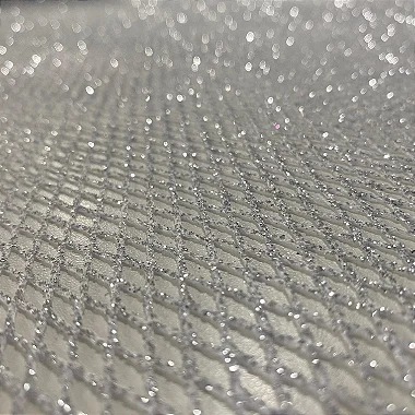 TELA ARRASTÃO COM GLITTER | 1,50 LARGu 100% POLIÉS | BRANCO GLITTER PRATA