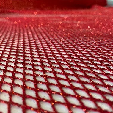 TELA ARRASTÃO COM GLITTER | 1,50 LARGU 100% POLIÉS | VERMELHO