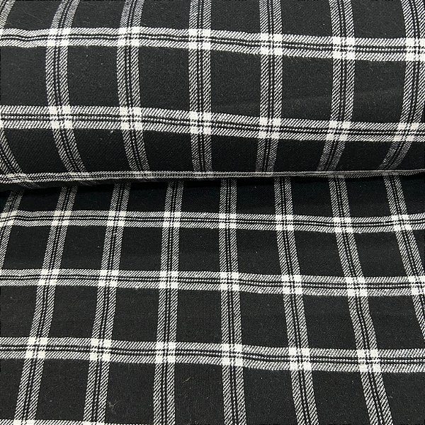 FLANELA XADREZ JAMAICA | 1,50 LARG | PRETO C/ BRANCO 2