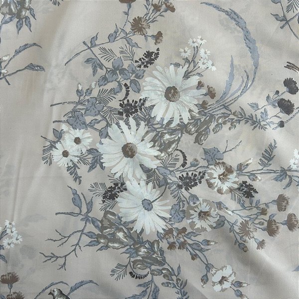 PERCAL FLEX ESTAMPADO | 2,55LARGU | FLOR AZUL C/ CINZA