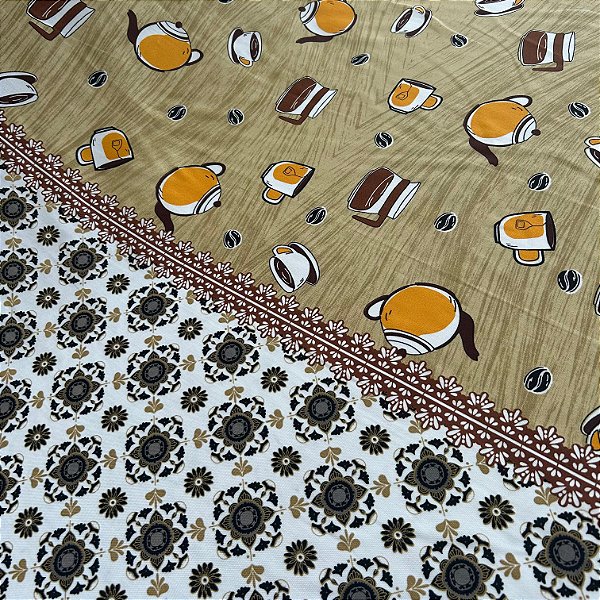 TECIDO OXFORD ESTAMPADO PARA MESA |1,47LARGU | CAFÉ