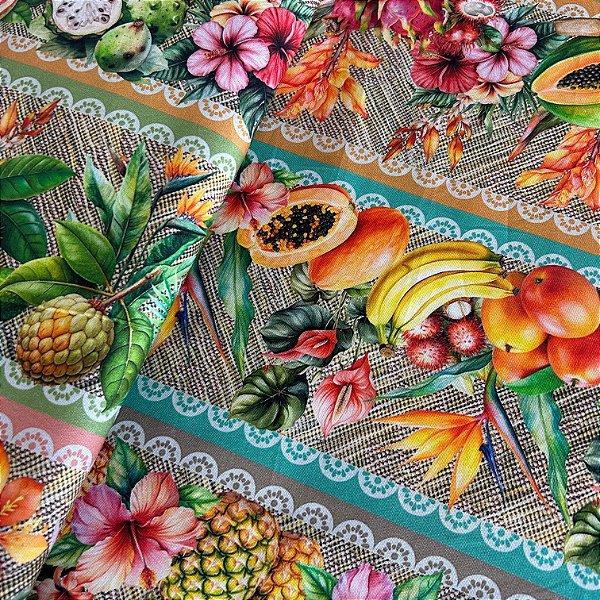 TRICOLINE ESTAMPADA DIGITAL 799 | 1,50LARG X 55CM  | FRUTAS 22