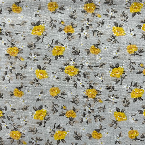 TRICOLINE FLORAL LÚCIA | 1,50 LARG X 0,50CM | 16 CINZA C/ AMARELO