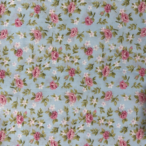 TRICOLINE FLORAL LÚCIA | 1,50 LARG X 0,50CM | 5 AZUL C/ ROSA