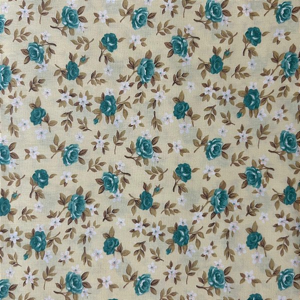 TRICOLINE FLORAL LÚCIA | 1,50 LARG X 0,50CM | 4 AMARELO C/ TURQUESA