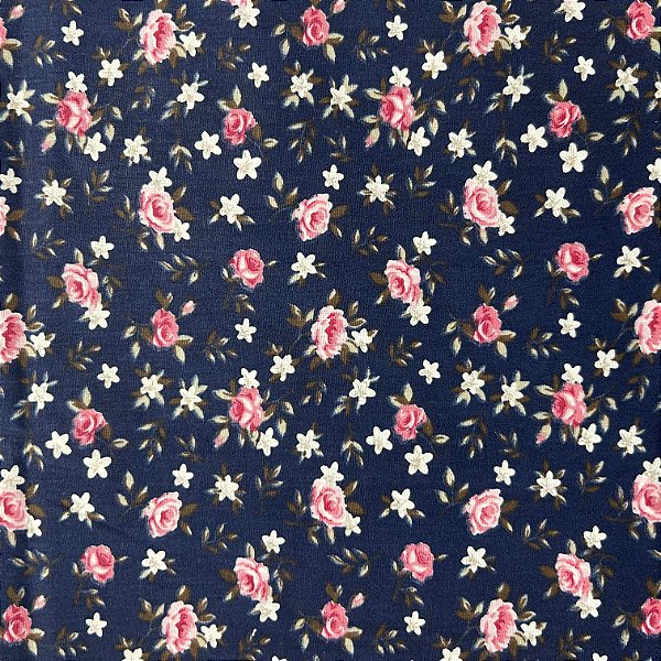 TRICOLINE FLORAL LÚCIA | 1,50 LARG X 0,50CM | 12 MARINHO