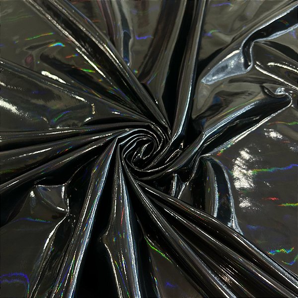 Tecido Malha Vinil Holográfico | 1,45m | Preto
