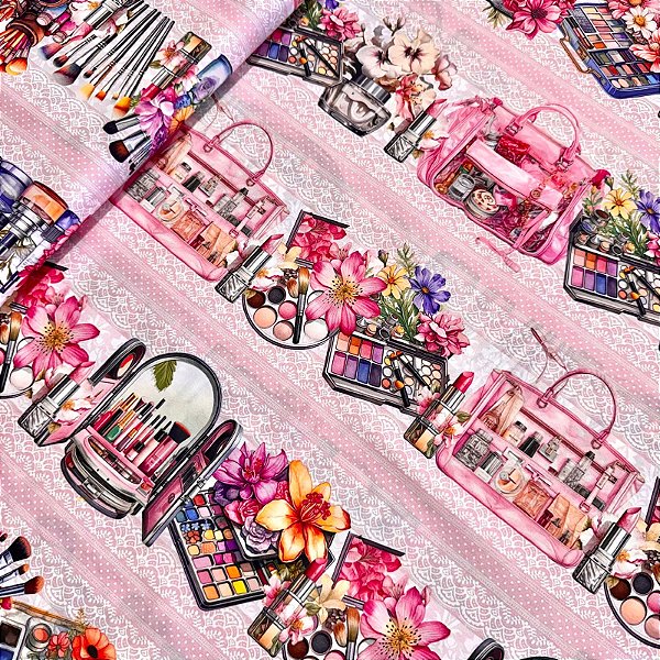 TRICOLINE ESTAMPADA BARRADA DIGITAL | 1,50LARG X 0,55 | MAQUIAGEM 35