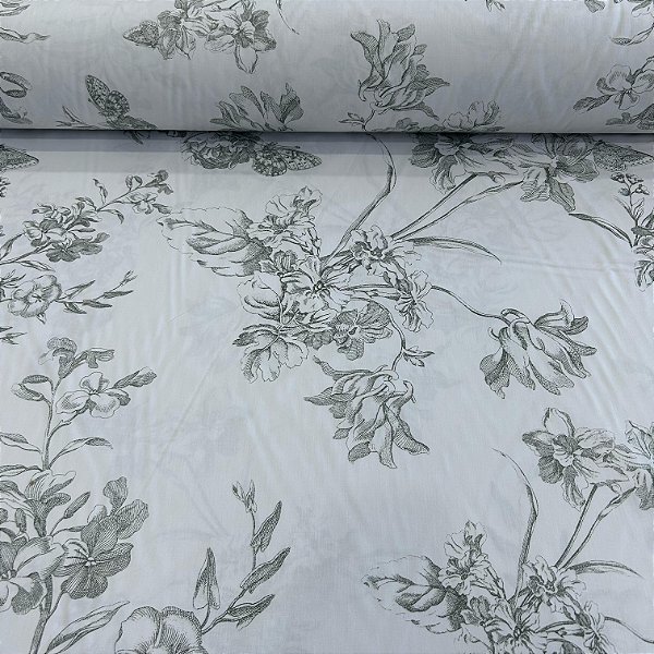 TECIDO PERCAL 200 FIOS | 100% ALGOD - 2,50m | FLOR DESENHO CIL.11730