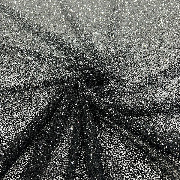 TULE EXPLOSÃO C/GLITTER | DEGRADE PRETO