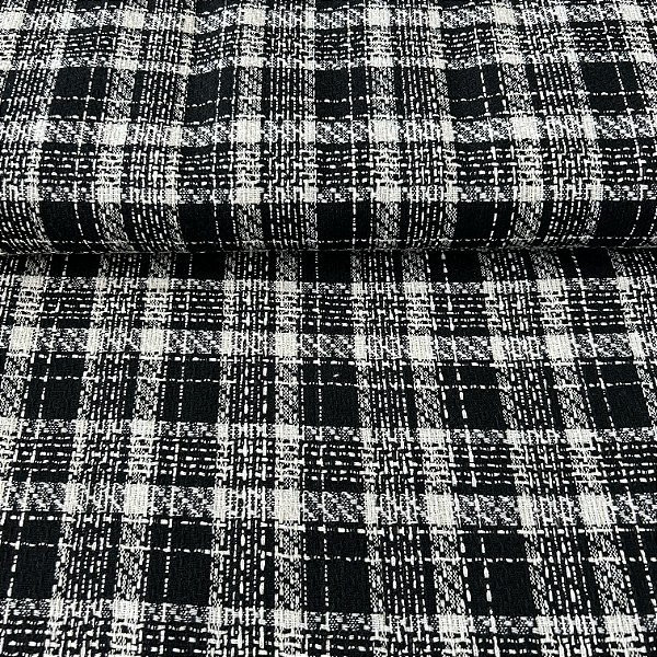 TWEED SINGLE TONE ALFAIATARIA | 1,50m | XADREZ PRETOV / BRANCO