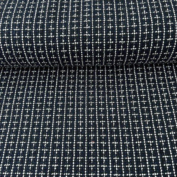 TECIDO TWEED  ALFAIATARIA | 1,50m | GEOMÉTRICO AZUL MARINHO