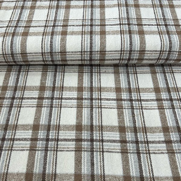 TECIDO ALFAIATARIA SCOTT | FIBRAS RECICLADAS | 1,40m | XADREZ CINZA C/ BEGE