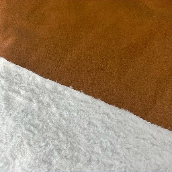 CAMURÇA DUBLADA COM PELE MAX | 1,50m | BEGE CAMURÇA PELE BRANCA