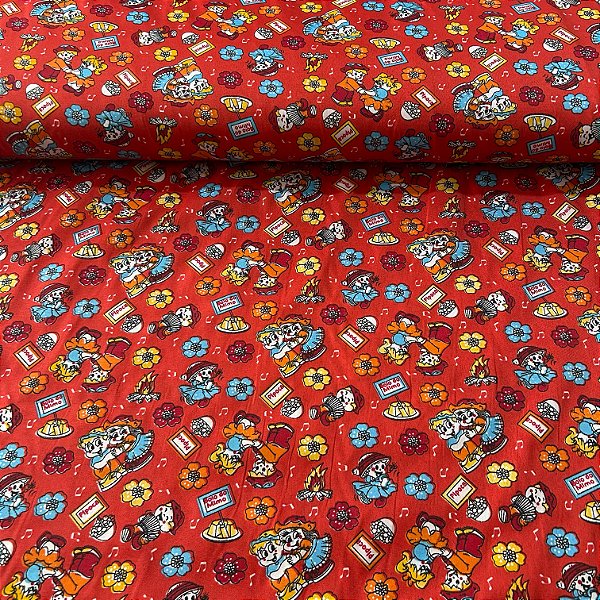 TECIDO CHITÃO FLEX  | 1,50m - 100% Poliéster | JUNINA VERMELHO